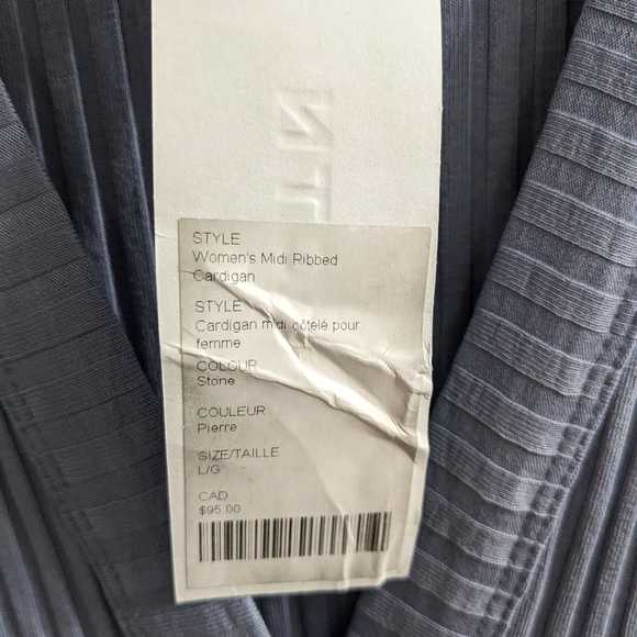 NWT KOTN | Women's Midi Ribbed Cardigan in Stone Blue - Picture 8 of 10